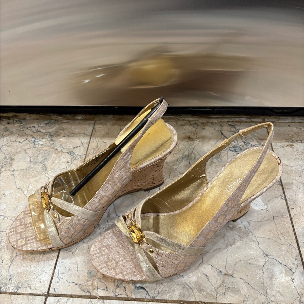 Nine West Beige Wedge Heels
